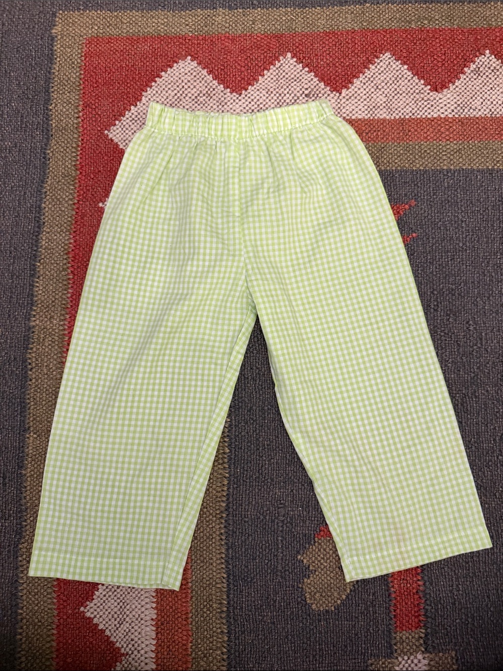 Light Green & White Gingham Pants